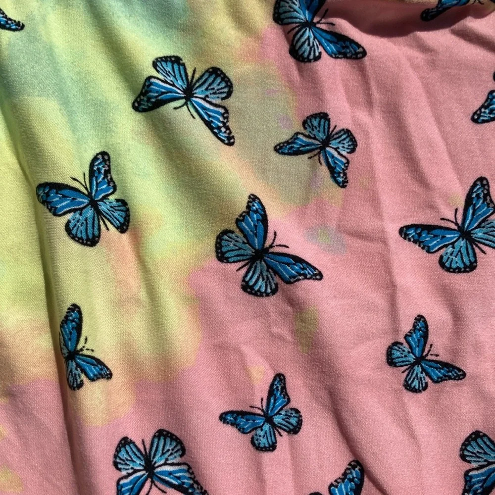 3/$12 Rue21 Butterfly tie dye print bodysuit w stretch criss cross casual boho - Picture 6 of 16